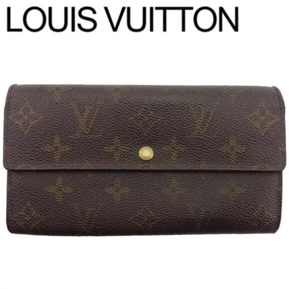LOUIS VUITTON Long Wallet Monogram Beige Monogram Canvas Authentic Used - Picture 1 of 12